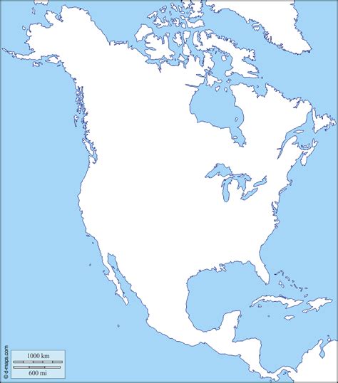 MAP Blank Map Of North America